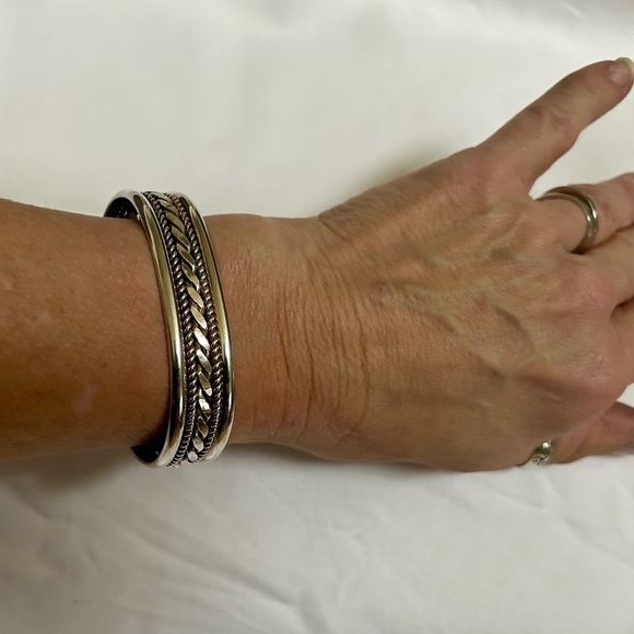 Sterling Silver Twisted Rope Cuff Bracelet Large - Picture 8 of 8
